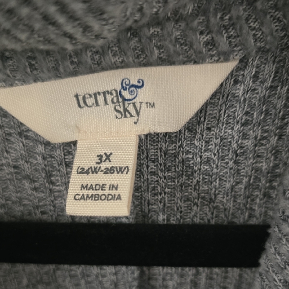 Terra & Sky Women's Light Gray Cowl Neck Sweater, 3X - Picture 2 of 10